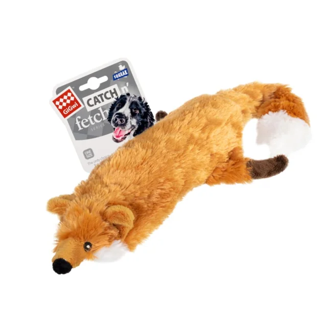 Іграшка GiGwi Catch & fetch Лисиця з великою пищалкою для собак, штучне хутро, 63 см