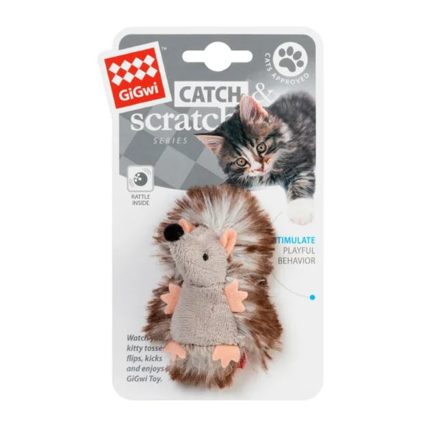 Іграшка GiGwi Catch & scratch Їжачок з брязкальцем для кішок, плюш, штучне хутро, 7 см