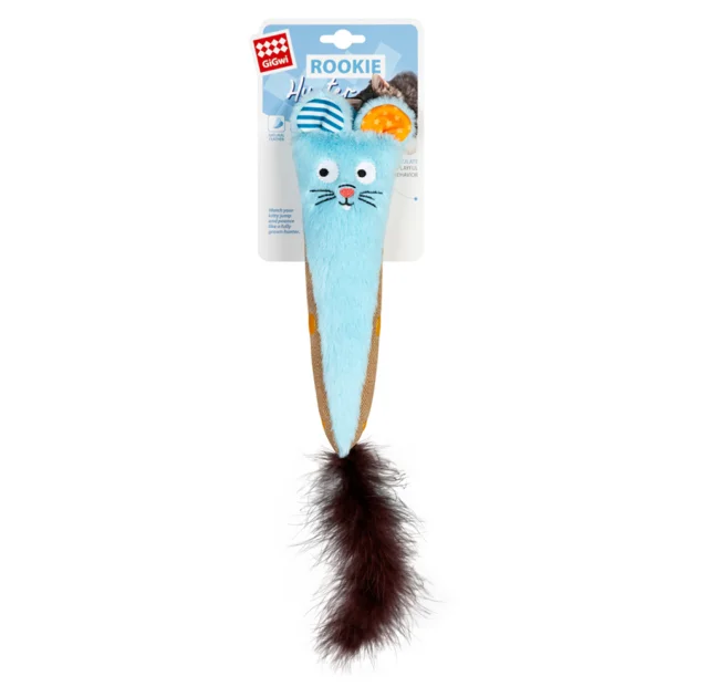 Игрушка GiGwi Rookie Hunter Кролик для кошек, текстиль, бумага, голубой, 38 см