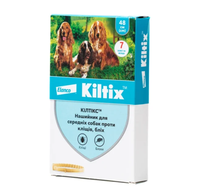 Ошейник Elanco Kiltix против блох и клещей для собак, 48 см