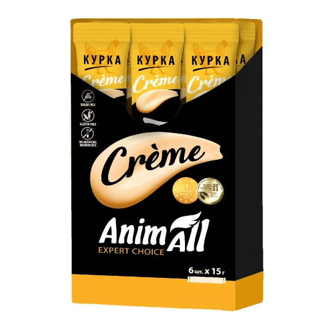 Лакомство AnimAll Сrème для кошек, со вкусом курицы, 6×15 г