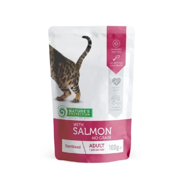 Влажный корм Nature's Protection Sterilised With Salmon для стерилизованных кошек, с лососем, 100 г