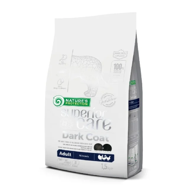 Сухой беззерновой корм Nature's Protection Superior Care Black Coat All Breeds для взрослых собак, домашняя птица, 1.5 кг