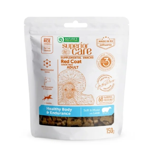 Беззерновые лакомства Nature's Protection Superior Care Red Coat Healthy Body&Endurance для взрослых собак, ягненок, 150 г