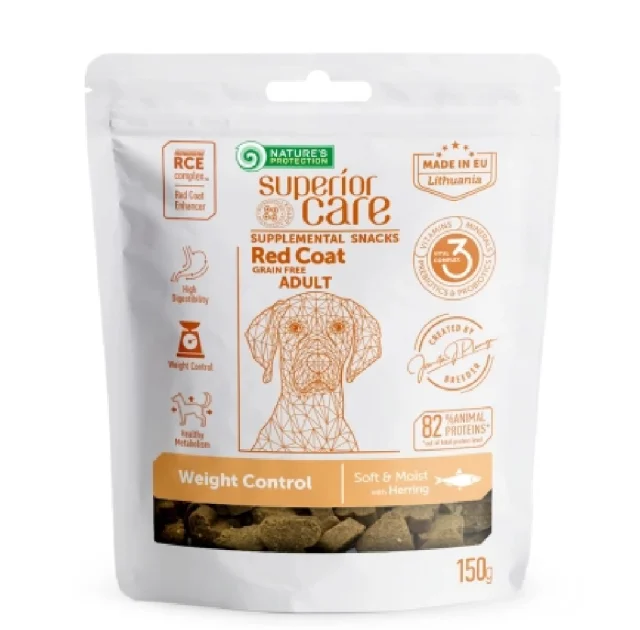 Беззерновые лакомства Nature's Protection Superior Care Red Coat Weight Control для взрослых собак, сельдь, 150 г