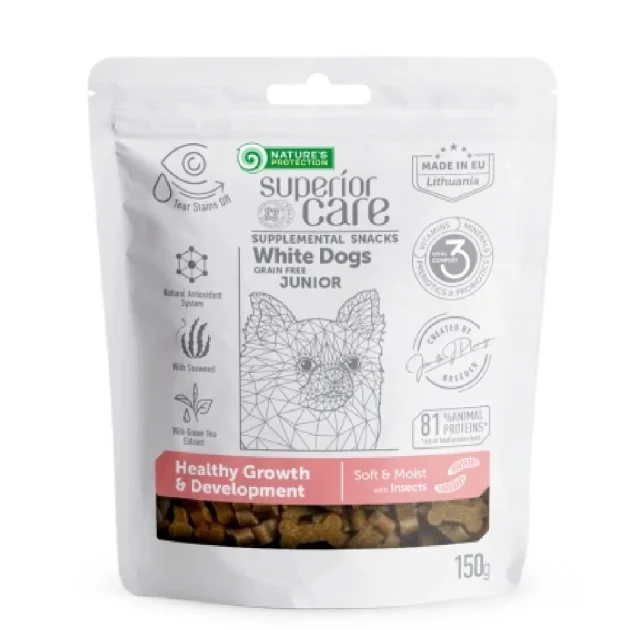 Беззерновые лакомства Nature's Protection Superior Care White Dogs Healthy Growth&Development для молодых собак, насекомые, 150 г