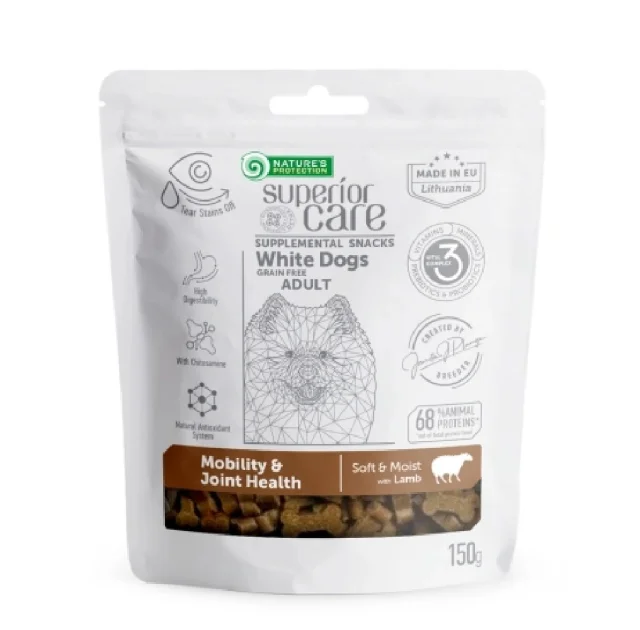 Беззернові ласощі Nature's Protection Superior Care White Dogs Mobility&Joint Health для дорослих собак, ягня, 150 г