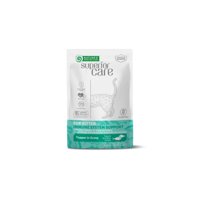 Вологий корм Nature's Protection Superior Care Immune System Support для кошенят, тунець і морський окунь, соус, 70 г