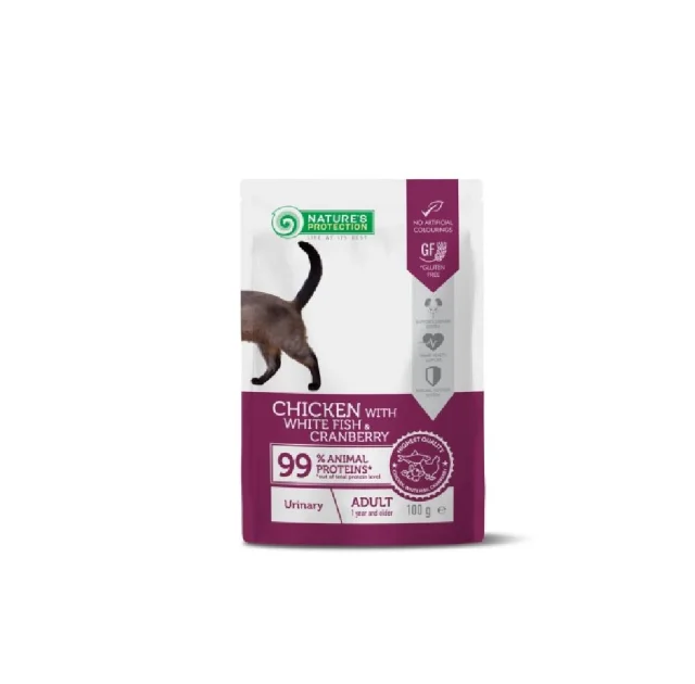 Вологий корм Nature's Protection Urinary, для дорослих котів, з яловичиною та індичкою, 100 г