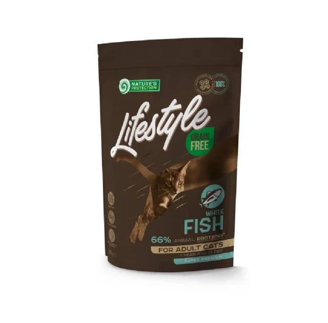 Сухий беззерновий корм Nature's Protection Lifestyle White Fish Adult для дорослих котів, з білою рибою, 7 кг