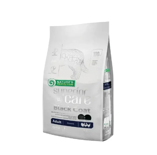 Сухой беззерновой корм Nature's Protection Superior Care Black Coat All Breeds для взрослых собак, домашняя птица, 10 кг