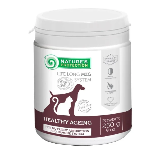Пищевая добавка Nature's Protection Healthy ageing formula для кошек и собак постарше для зубов, суставов, костей, 250 г