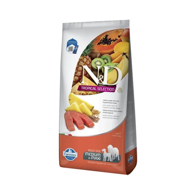Сухий корм Farmina N&D Tropical Selection, для дорослих собак середніх і великих порід, з лососем та тропічними фруктами, 10 кг