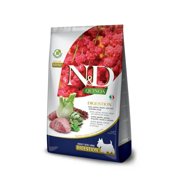 Сухий корм Farmina N&D Quinoa Dog Digestion, для собак дрібних порід, при порушенні травлення, з ягням та кіноа, 2.5 кг