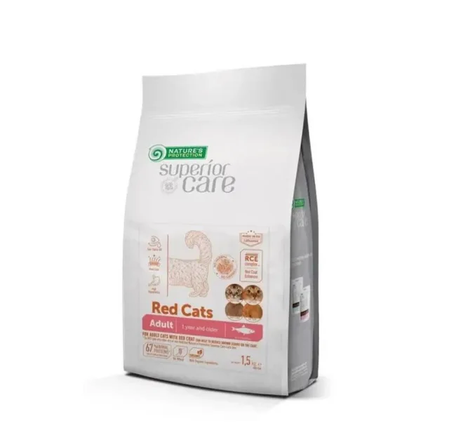 Сухий корм Nature's Protection Superior Care для котів з рудою та коричневою забарвленням вовною, оселедець, 1.5 кг