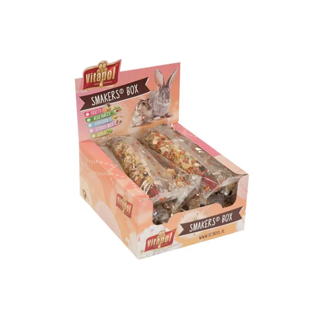 Ласощі колба Vitapol Smakers Box для гризунів, зі смаком фруктів, упаковка, 12 шт