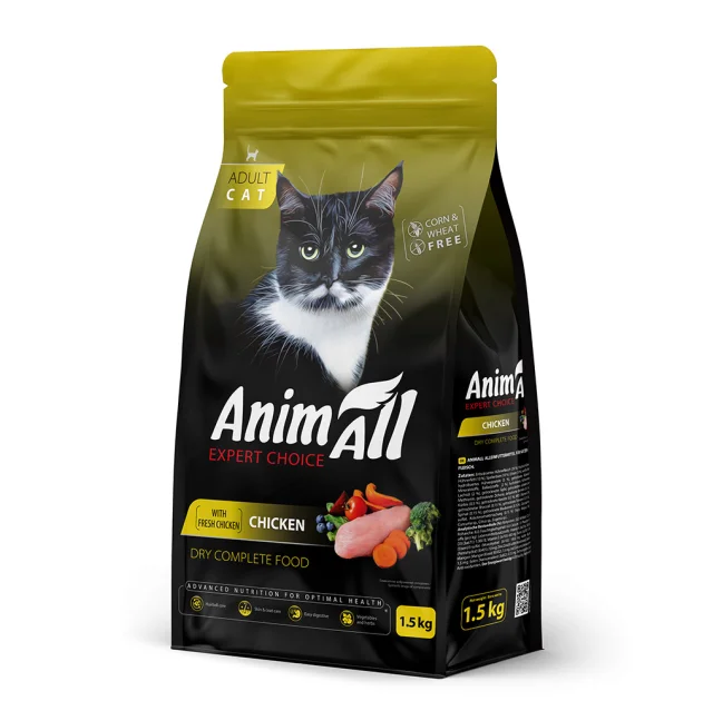 Сухий корм AnimAll для котів, зі свіжою куркою, 1.5 кг