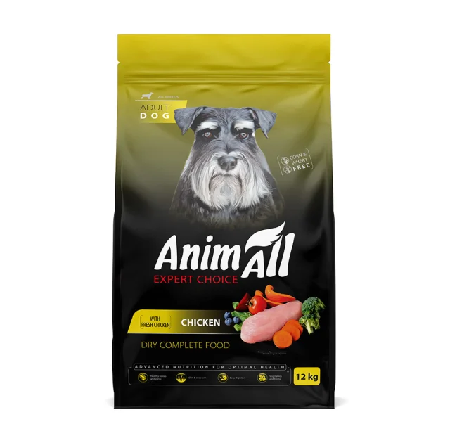 Сухой корм AnimAll для собак, со свежей курицей, 12 кг