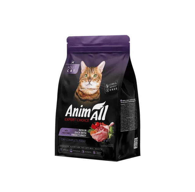 Сухой корм AnimAll для взрослых кошек, со свежей индейкой и уткой, пробник, 50 г