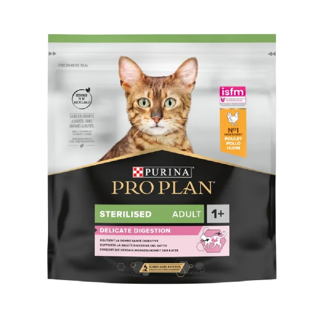 Сухой корм Purina Pro Plan Sterilised Delicate для стерилизованных кошек с чувствительным пищеварением, с курицей, 400 г