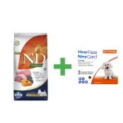 Акційний набір сухий корм Farmina N&D для малих порід собак, гарбуз, ягня та чорниця, 2.5 кг + Nexgard 2-4 кг, 3 табл