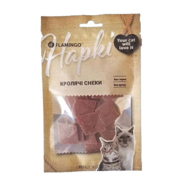 Ласощі Flamingo для котів, кролячі снеки, 50 г