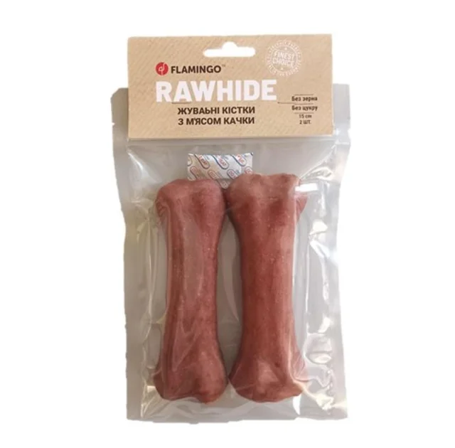 Жевательные кости Flamingo с мясом утки, 15 см, для собак, 2 шт, 220 г