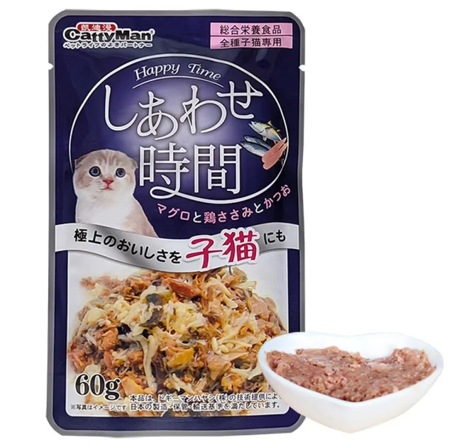 Влажный корм CattyMan Tuna Bonito Scallop консервы с тунцом, макрелью и морским гребешком в желе, для кошек, пауч, 55 г