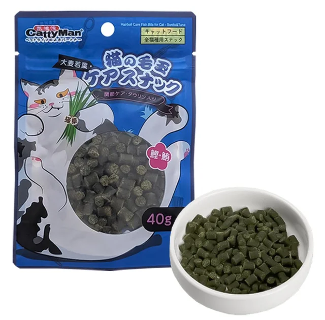 Лакомство CattyMan Hairball Care Bonito & Tuna Bits функциональные кусочки макрели и тунца, для выведения шерсти, для кошек, 40 г