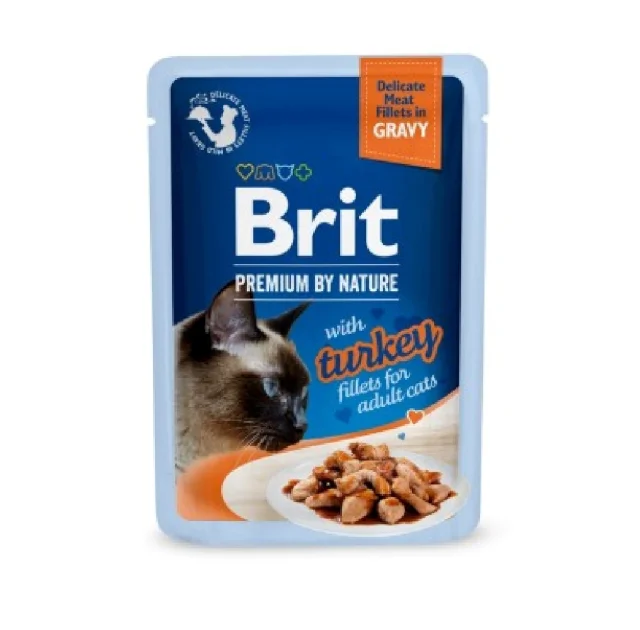 Вологий корм Brit Premium Delicate Fillets in Gravy Turkey для дорослих котів, філе в соусі, індичка, 85 г