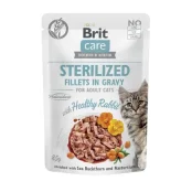 Вологий корм Brit Care Cat Sterilized для стерилізованих котів, філе в соусі, з кроликом, пауч, 85 г