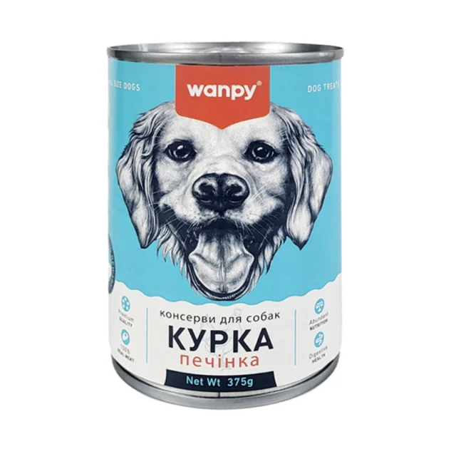 Консервы Wanpy Chicken&Liver для собак, паштет, курица и печень, 375 г