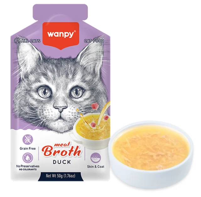 Беззерновой влажный корм Wanpy Meat Broths Duck для кошек, с уткой, суп, 50 г