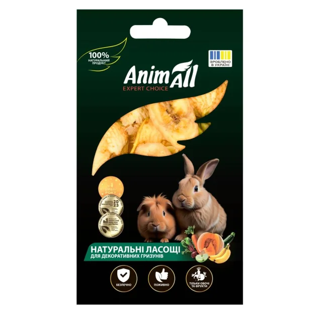 Лакомство AnimAll яблоко и банан для грызунов, сушеные, 30 г