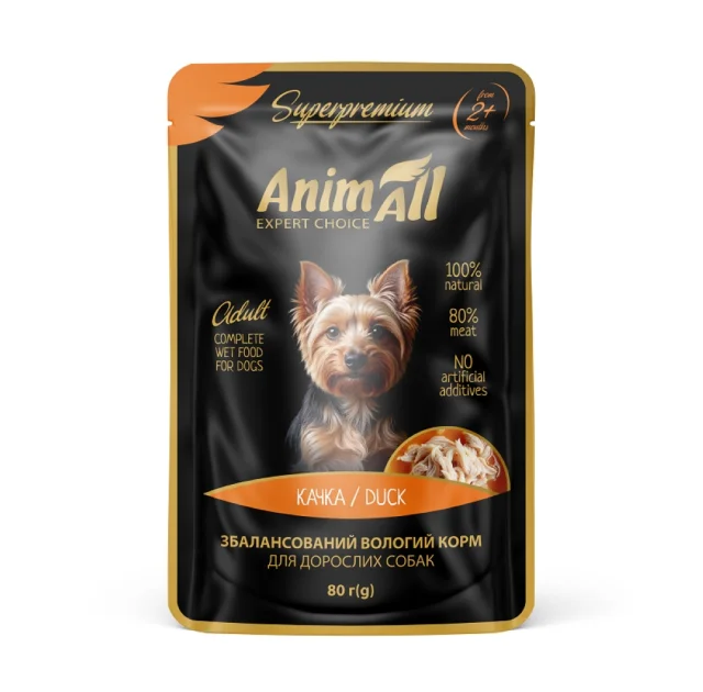 Вологий корм AnimAll для собак, качка, 80 г