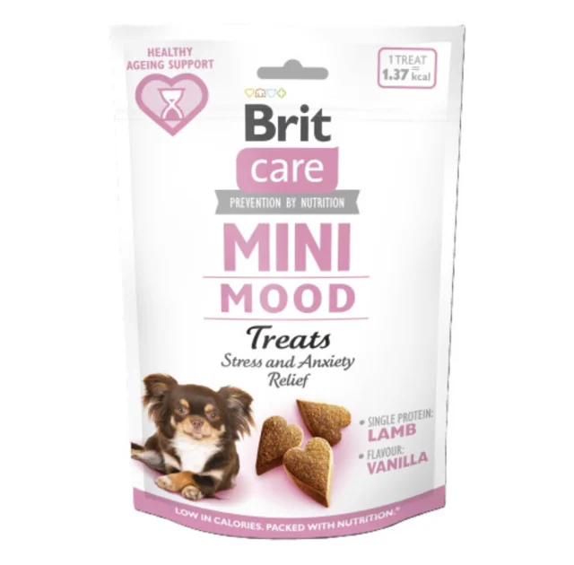 Ласощі Brit Care Mini Treats Mood для собак малих порід, проти стресу, ягня, ваніль, 50 г