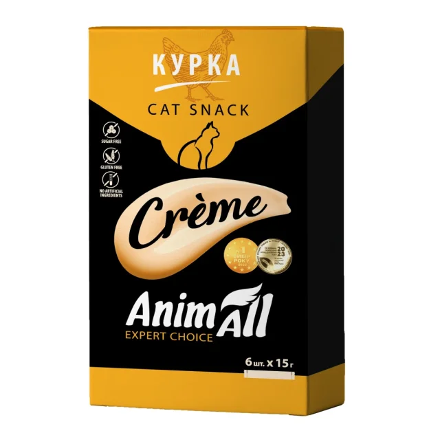 Лакомство AnimAll Сrème для кошек, со вкусом курицы, 6×15 г