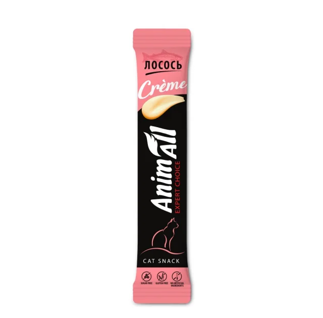 Лакомство AnimAll Сrème для кошек, со вкусом лосося, 6×15 г