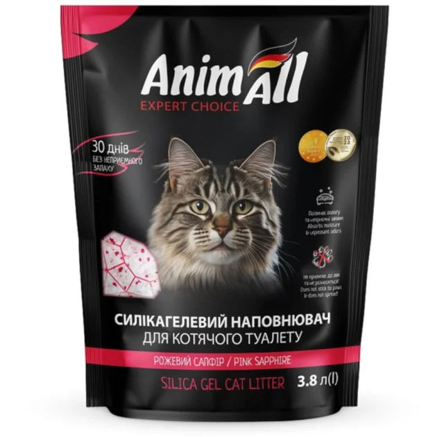 Силикагелевый наполнитель AnimAll Розовый лепесток, для кошек, 3.8 л (1.6 кг)
