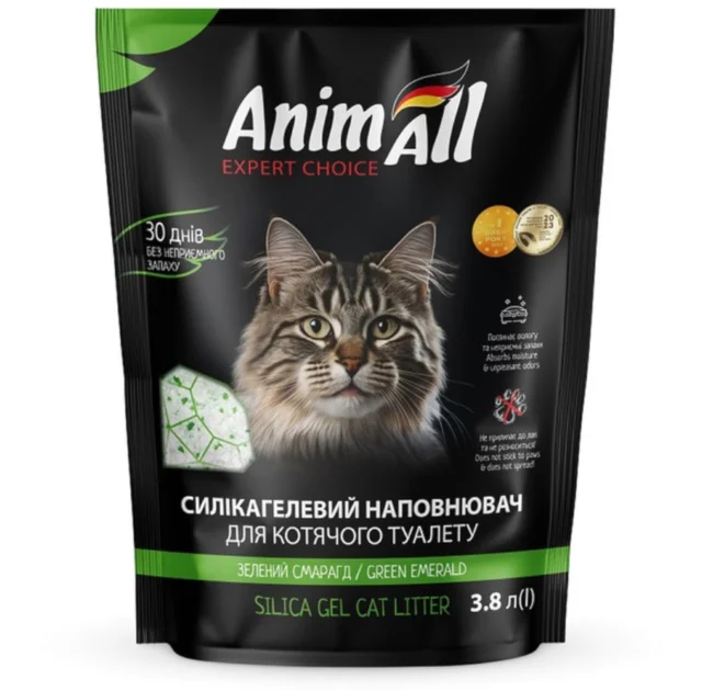 Силікагелевий наповнювач AnimAll Кристали смарагду, для котів, 5 л (2.1 кг)