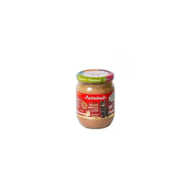 Консерва Леопольд для котов деликатес с мясом и овощами, 500 г, Акция 5+1