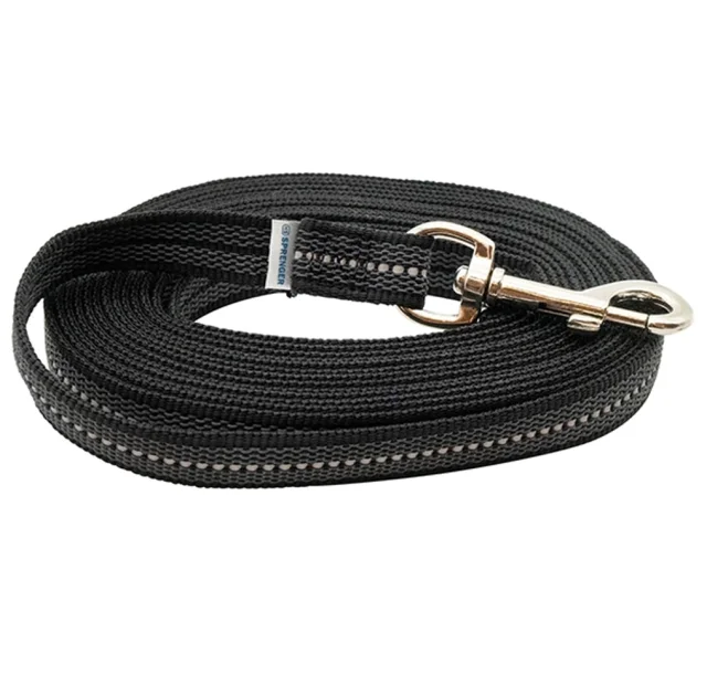 Прорезиненный поводок Sprenger для собак, без ручки, нейлон, черный, 2×1000 см