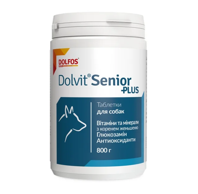 Витамины Dolfos Dolvit Senior Plus для улучшения работы суставов у зрелых собак, 800 г