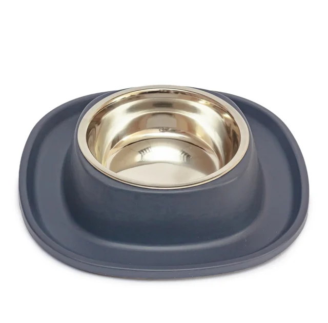 Миска металева Georplast Soft Touch з м'яким килимком для кішок і собак, 28×28×5,5 см