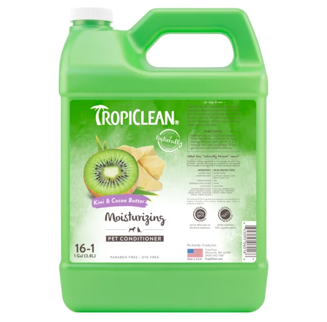 Кондиционер TropiClean Kiwi & Cocoa Butter для восстановления сухой шерсти для собак и кошек, 3,8 л