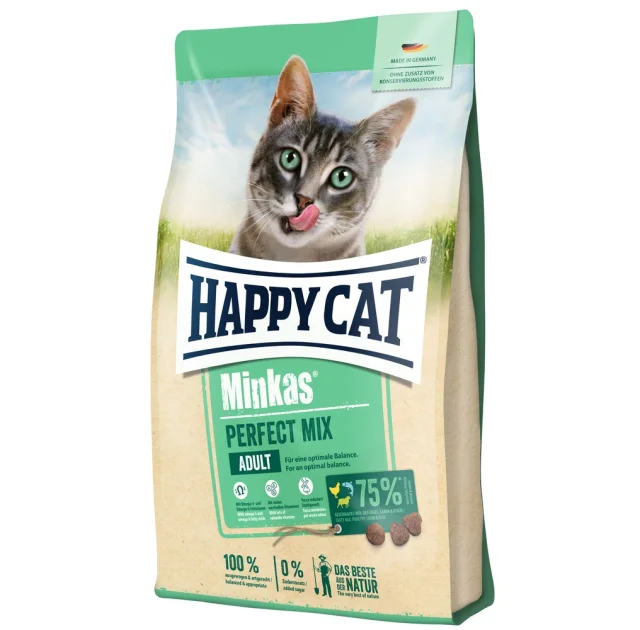 Сухий корм Happy Cat Minkas Perfect Mix для дорослих кішок, с птахом, ягням і рисом, 10 кг