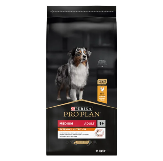 Сухой корм Purina Pro Plan Dog Medium Adult для собак средних пород, с курицей, 14 кг