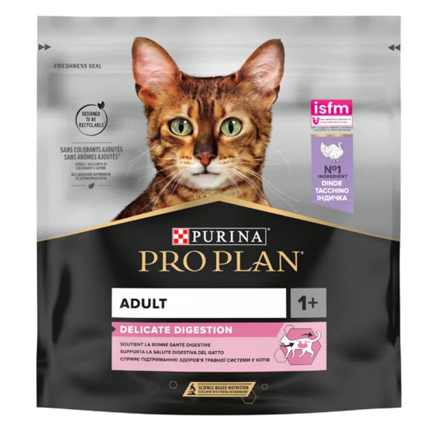 Сухой корм Purina Pro Plan Cat Delicate Turkey для кошек с чувствительным пищеварением, с индейкой, 400 г