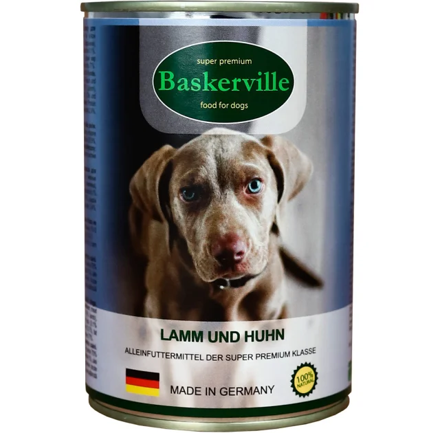 Вологий корм Baskerville для собак, ягня і півень 400 г