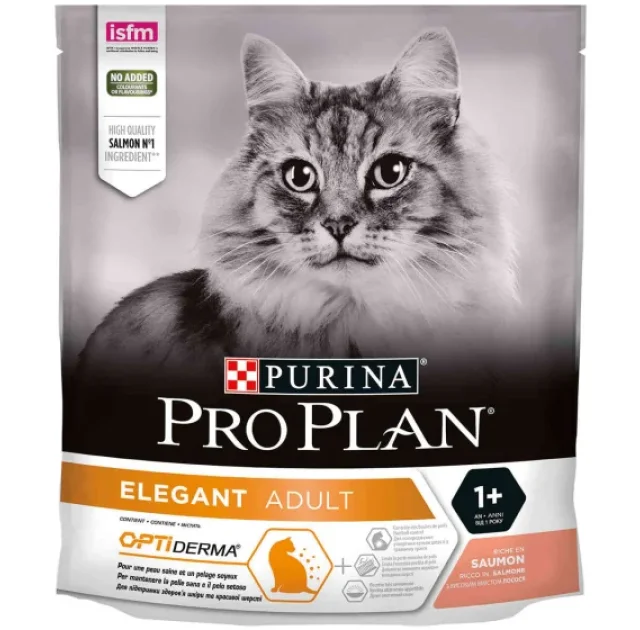 Сухой корм Purina Pro Plan Elegant Adult для кошек с чувствительной кожей, с лососем, 400 г